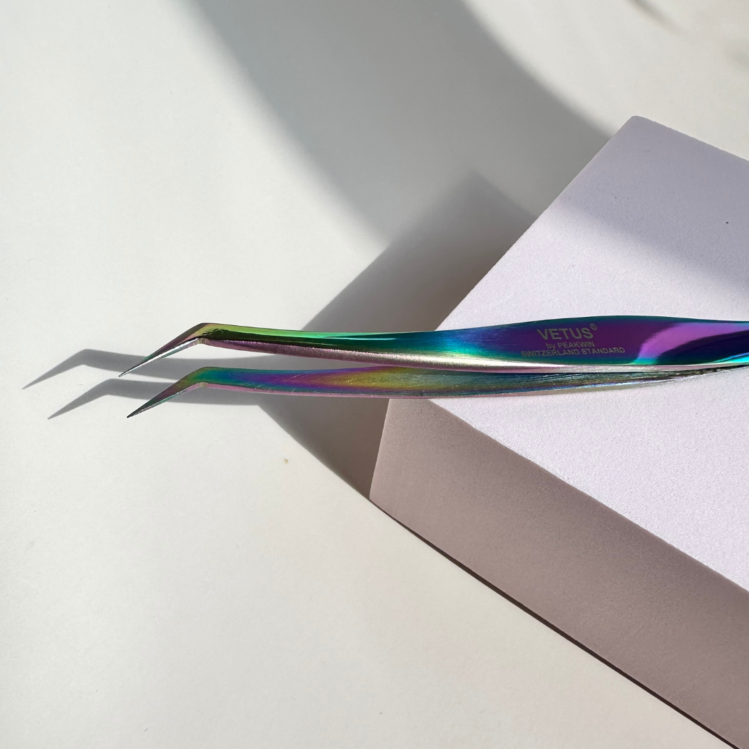 VETUS Tweezer (MCS-19) Curved L Tweezer - Rainbow | LaviLash