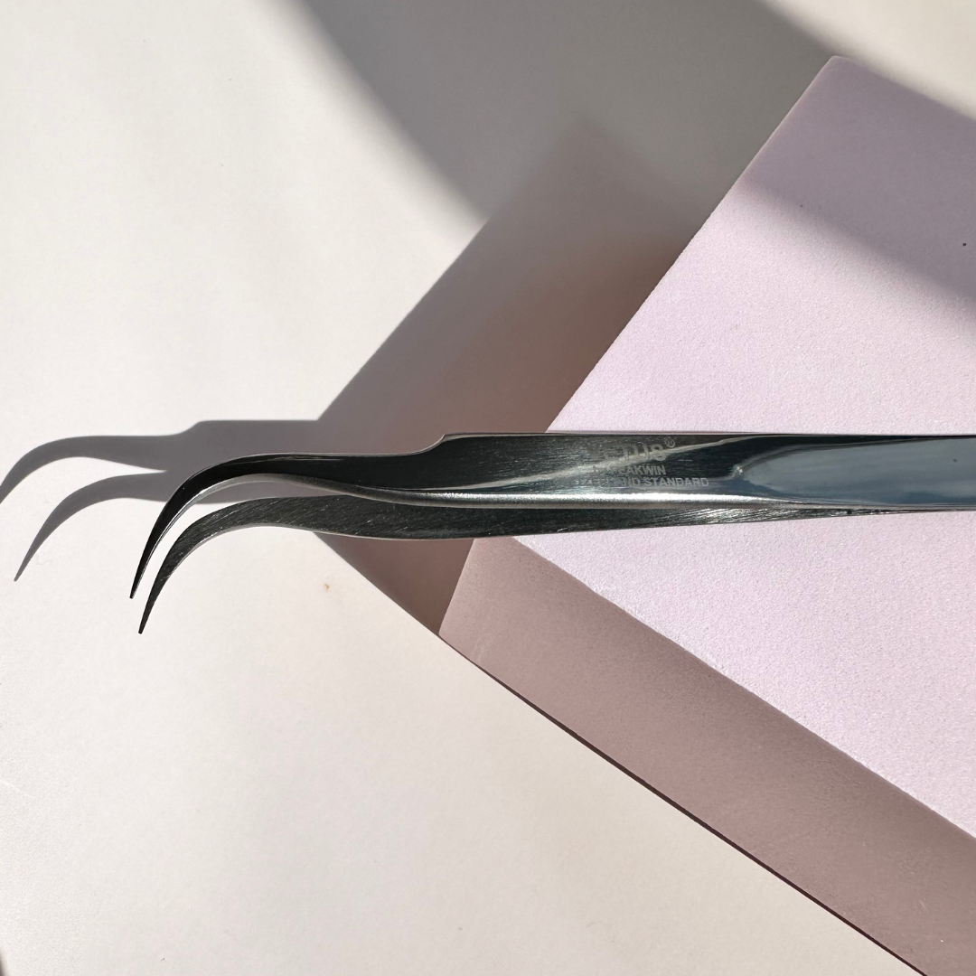 Silver VETUS Lash Tweezers - (MCS-15) Curved S Tweezer | LaviLash