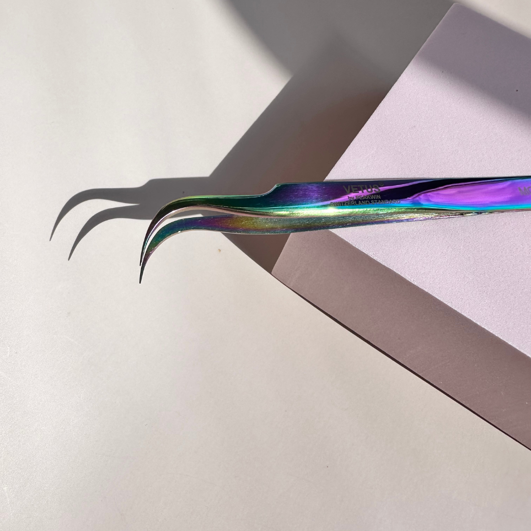 VETUS Lash Tweezers - (MCS-15) Curved S Tweezer - Rainbow