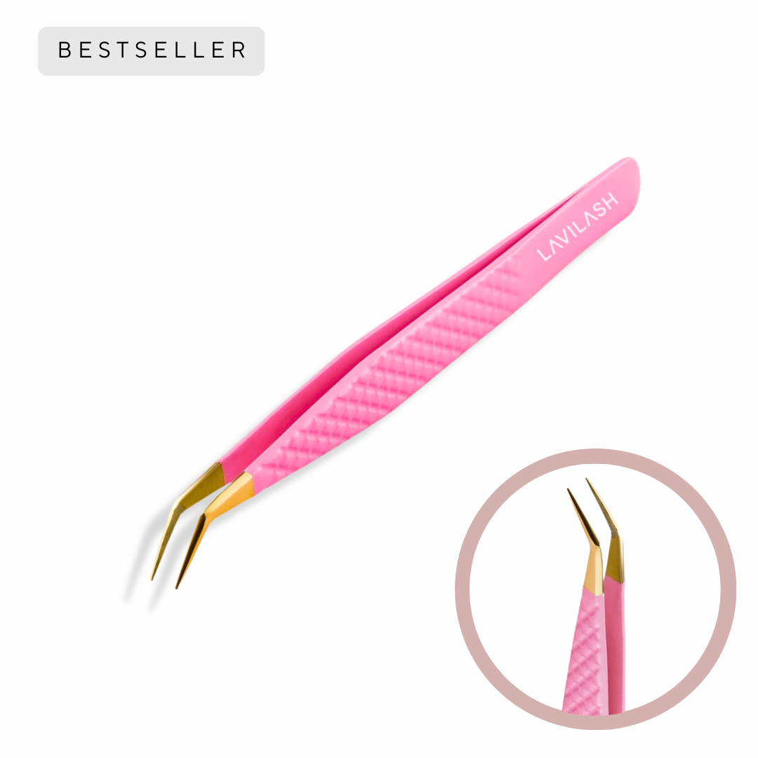 45 Degree Pink Isolation Lash Tweezer LAVILASH