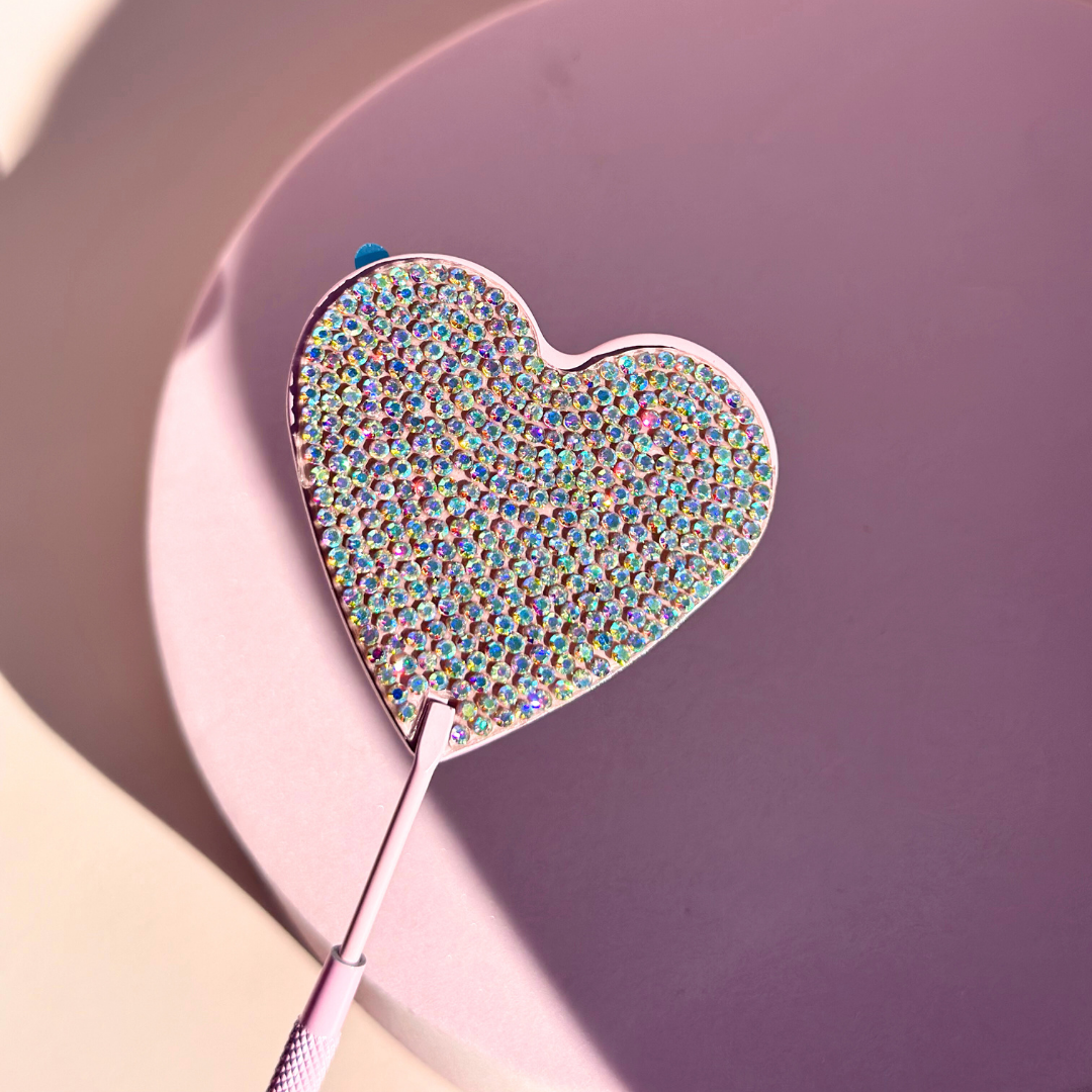 Eyelash Extension Mirror - Heart Diamante Design by LaviLash