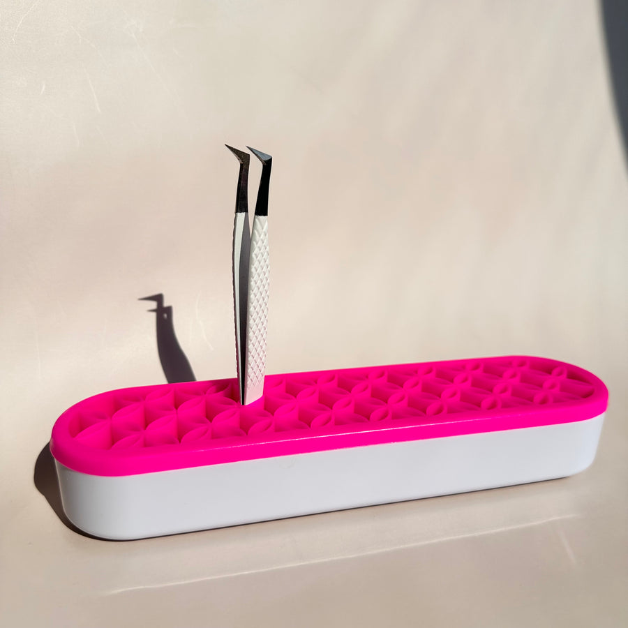 Pink Lash Tweezer Holder - Organized Storage for Lash Tools