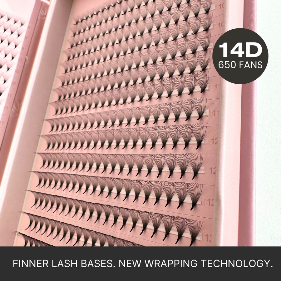 Close-Up of LAVILASH 14D Promade XXL Lash Fans - Mixed Lengths and Premium Synthetic Silk Material