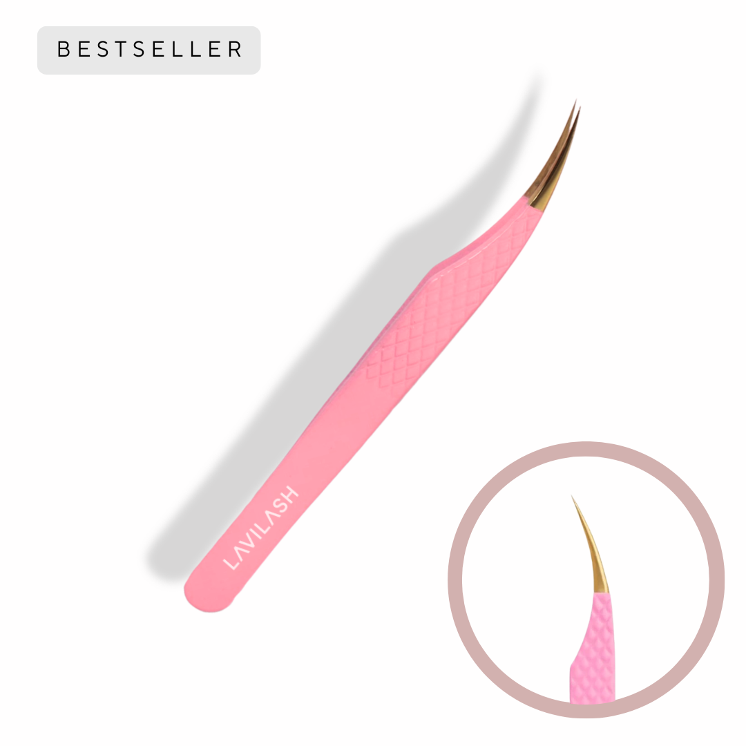 Pink Curved Isolation Tweezers LAVILASH