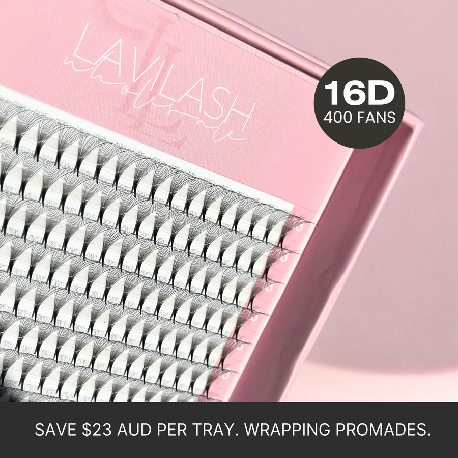 LAVILASH XXL 16D Promade Lashes with 400 fans, available at a discounted price, offering a $23 AUD saving per lash tray.