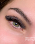 Full volume lash extension set created using LAVILASH XL 7D Premade Lashes