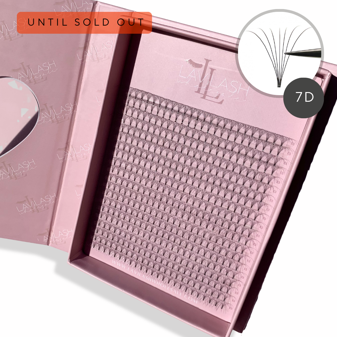 XL 7D Premade Lash Tray with lightweight Korean PBT volume fans for professional lash artists