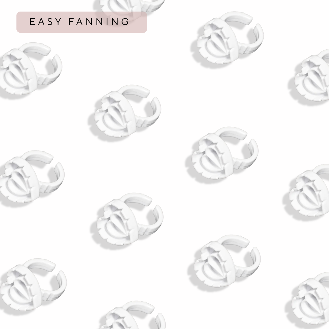 White easy fanning heart glue rings for lash extensions