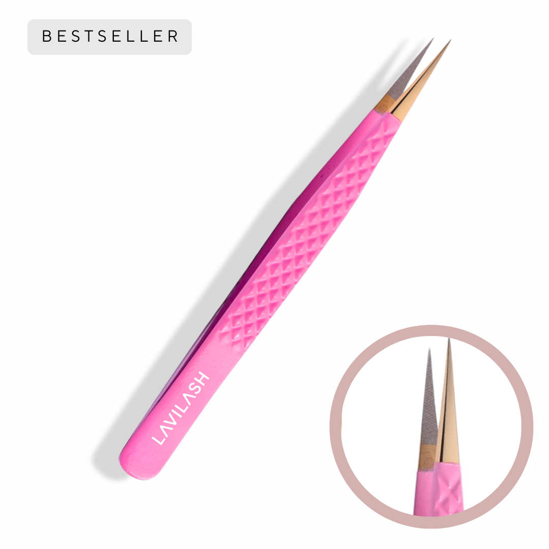 Professional straight pink isolation lash tweezers Australia