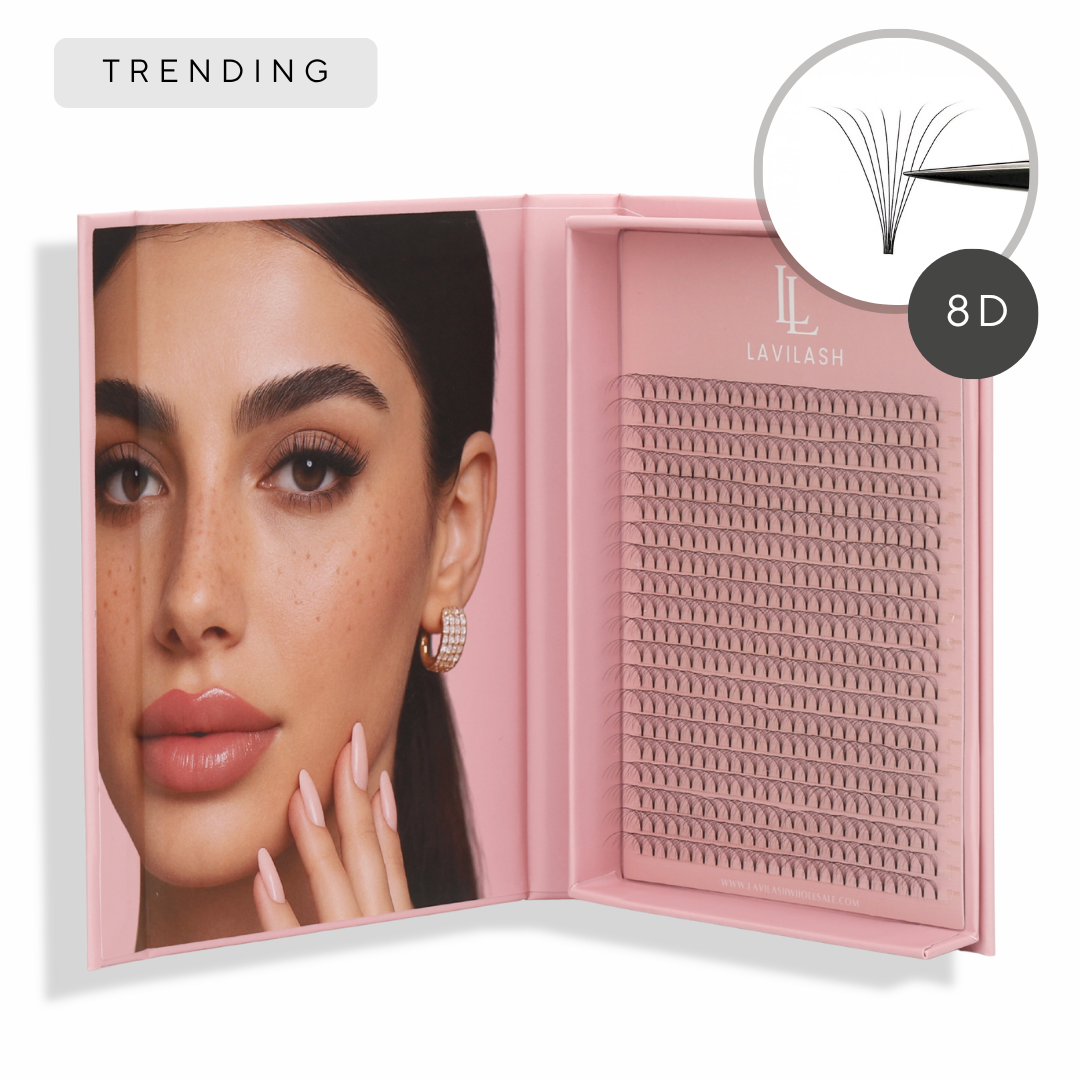Fluffy full volume lash extension set created using LAVILASH XL 8D Premade Lashes