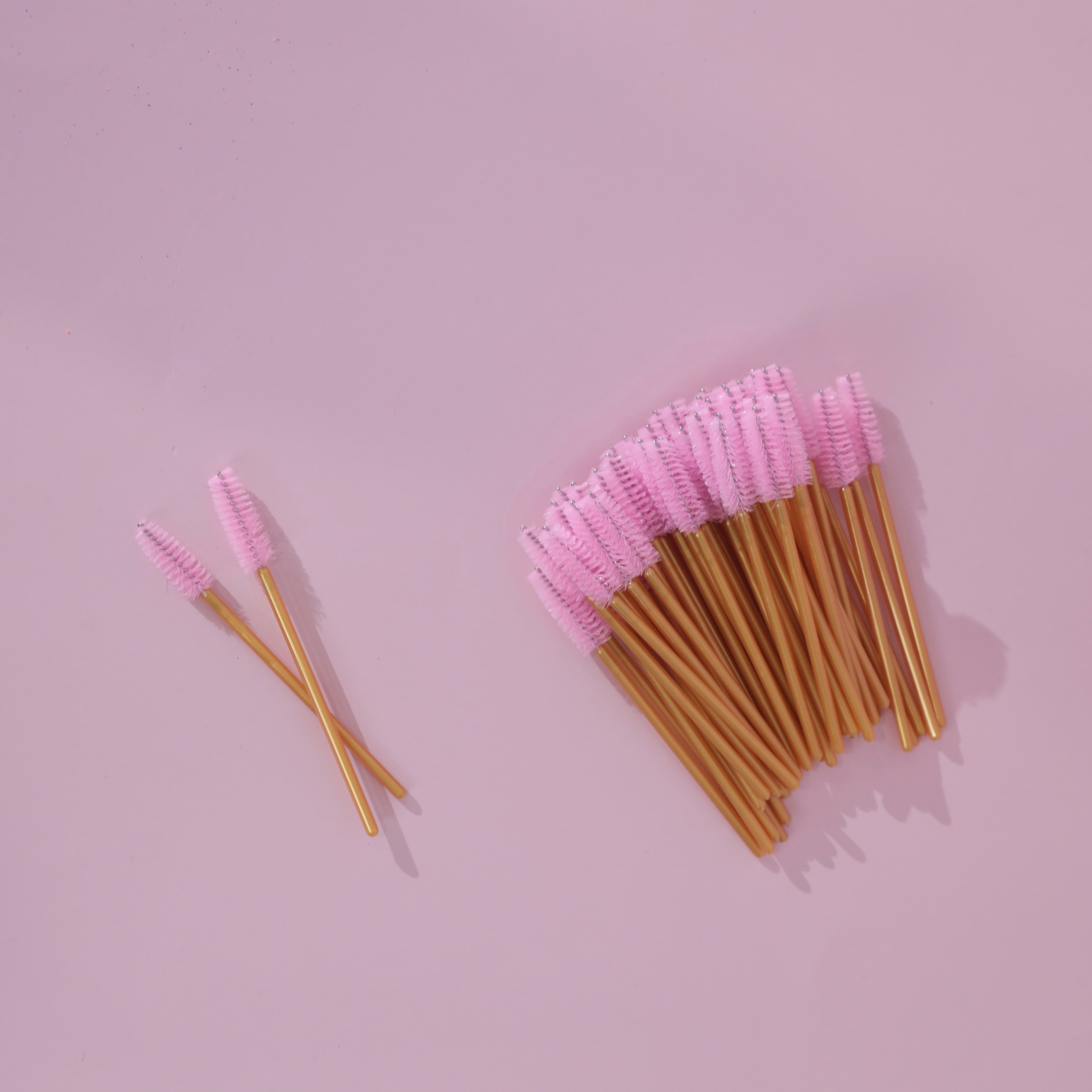 Disposable Lash Wands Pink/Gold