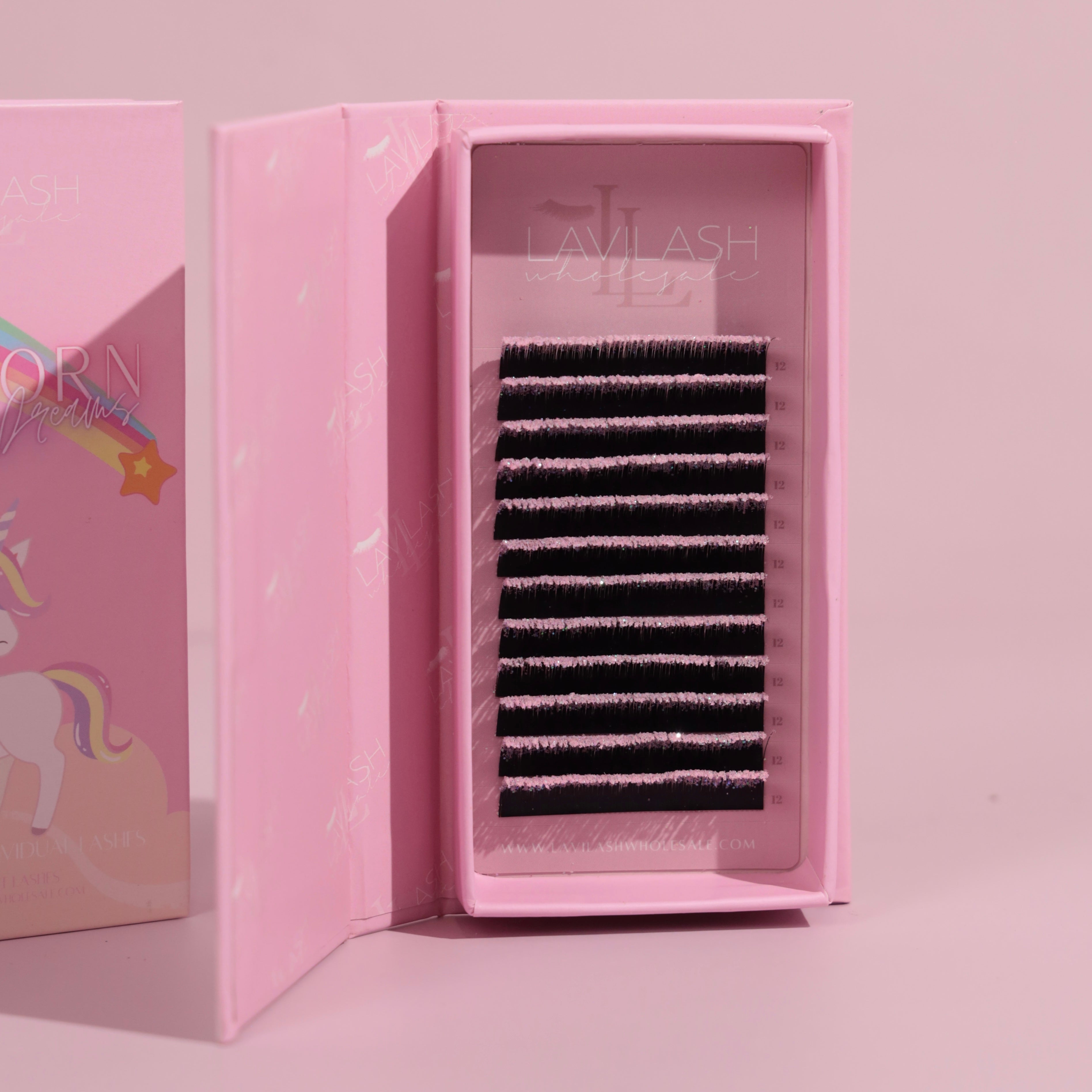 Pink Glitter Eyelash Extensions - LaviLash