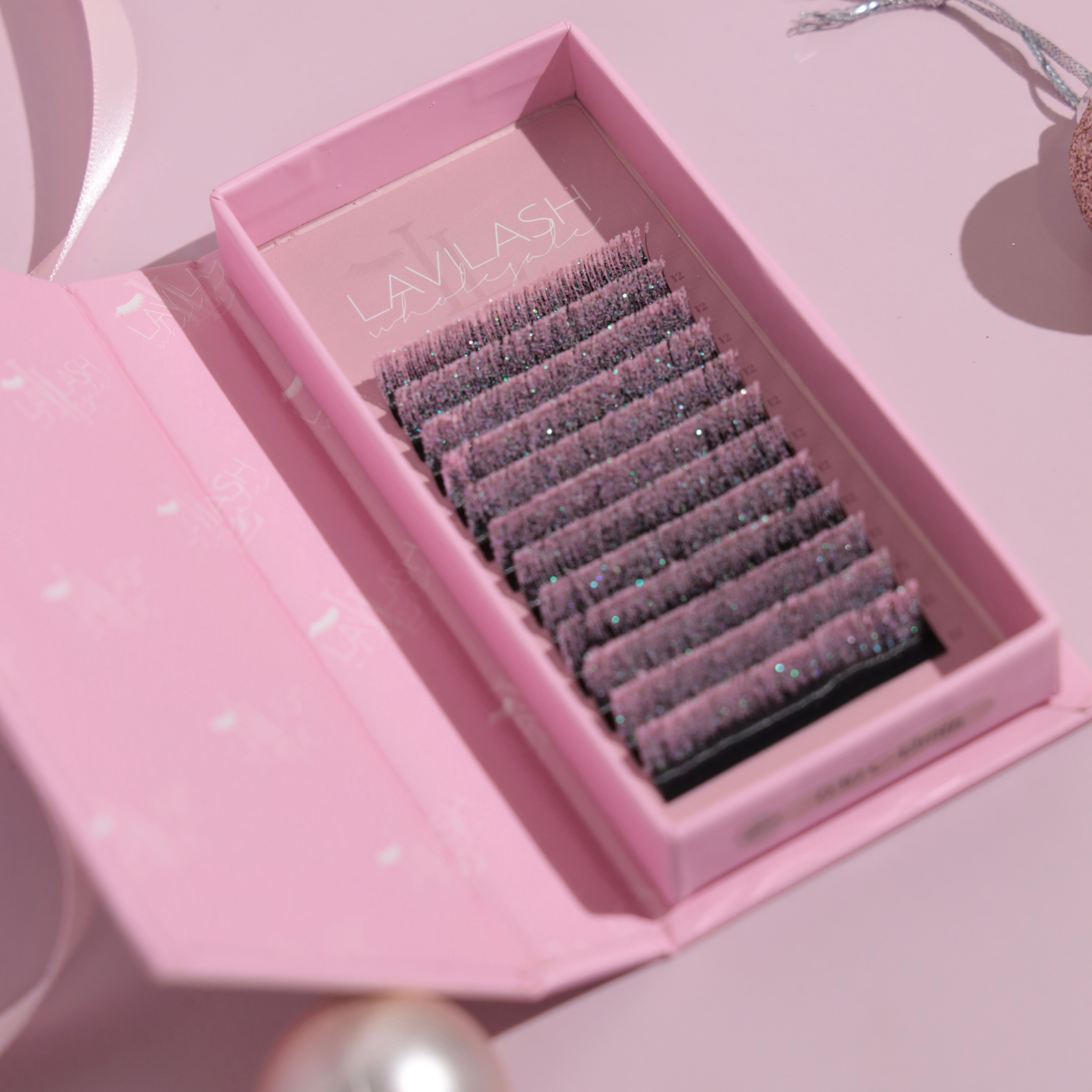 Pink Glitter Lashes - Vibrant, Sparkling Lash Extensions