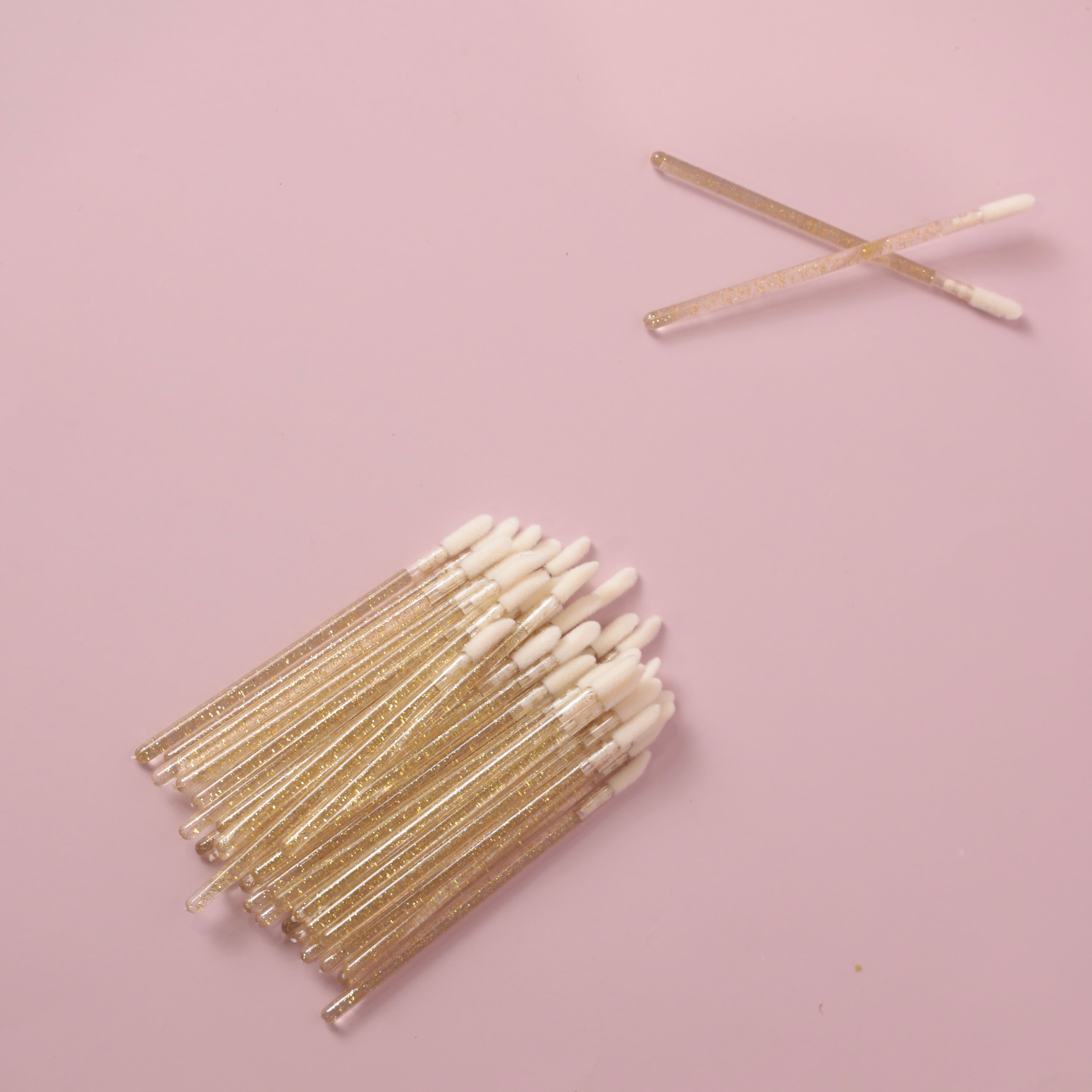 disposable lip wands - gold glitter